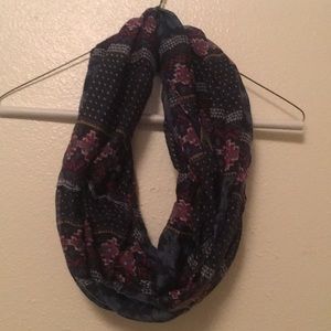 Navy blue patterned infinity scarf
